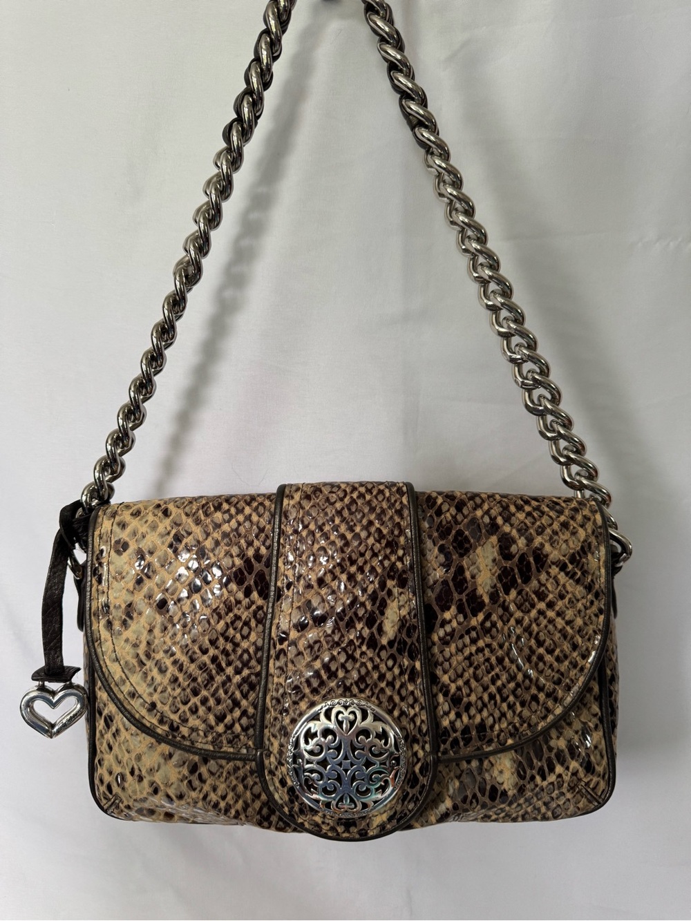 Brighton Nanette EUC snake embossed leather shoulder bag